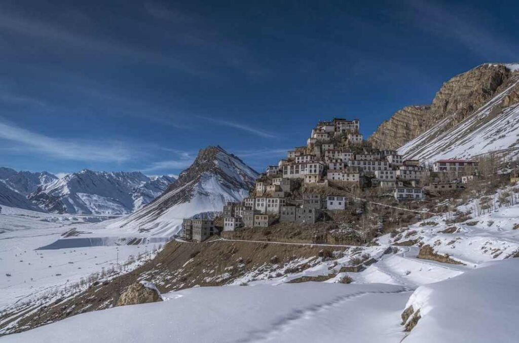 Snow-covered villages and rugged mountains during Winter Spiti Valley tour